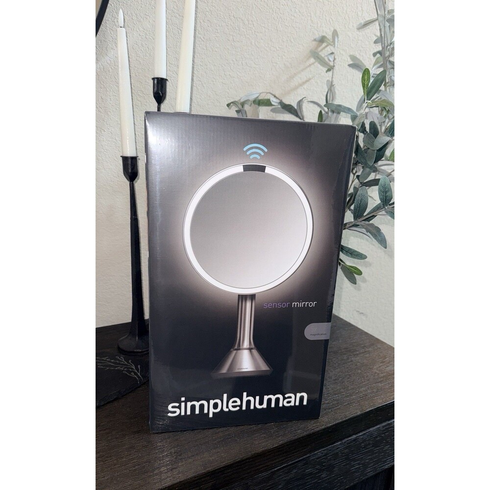 Simplehuman 5x Sensor Mirror Brushed Silver LED Rechargeable
